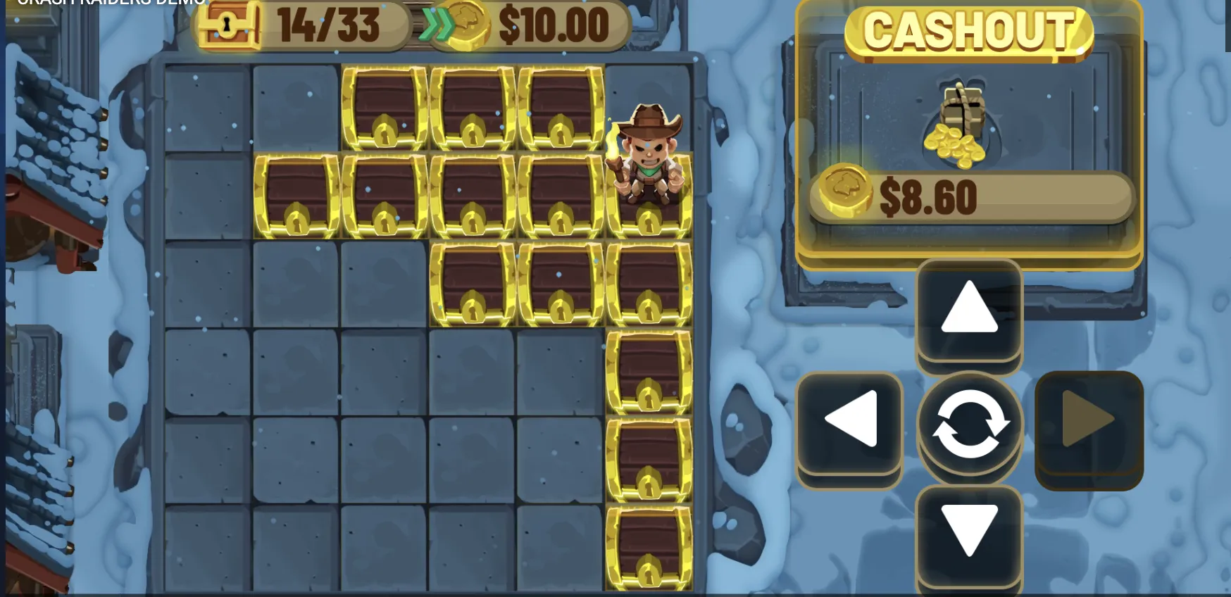 Crash Raiders on mobile phone with touch-optimised interface